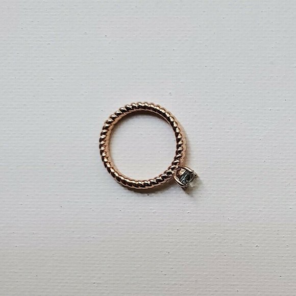 NWT Made in Italy Bronzallure Blue Topaz 18k Rose Gold Plated Ring Size US 7 - Picture 2 of 4